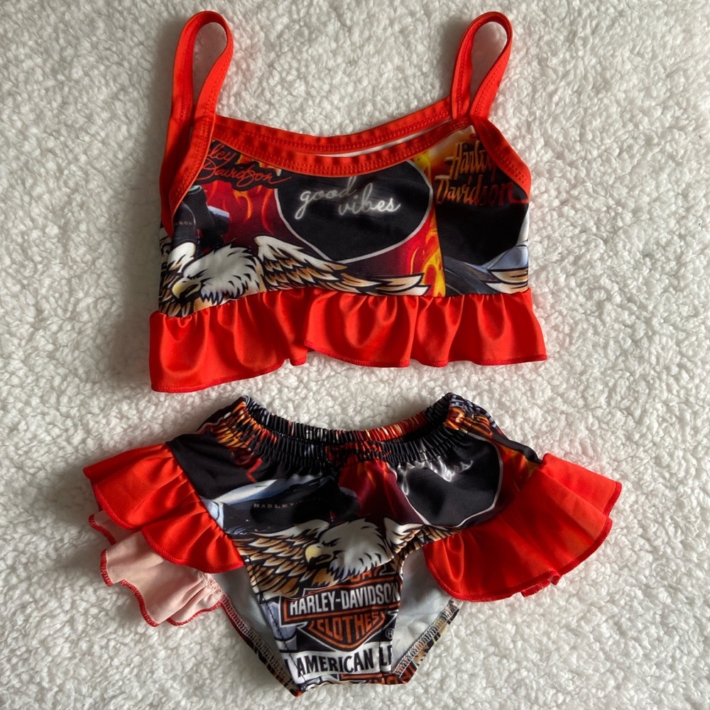 youth harley davidson two piece swim suit
